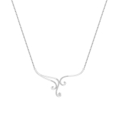 0.25 Carat Round White Diamond Curved Swirl Flower Necklace with 18 inch Silver Chain for Women in 10K White Gold