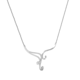 0.25 Carat Round White Diamond Curved Swirl Flower Necklace with 18 inch Silver Chain for Women in 10K White Gold