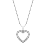 Round White Diamond Heart Shaped Pendant with 18 inch Silver Chain for Women (0.13 ctw, Color I-J, Clarity I2-I3) in 925 Sterling Silver