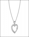 Round White Diamond Heart Shaped Pendant with 18 inch Silver Chain for Women (0.13 ctw, Color I-J, Clarity I2-I3) in 925 Sterling Silver