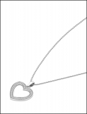 Round White Diamond Heart Shaped Pendant with 18 inch Silver Chain for Women (0.13 ctw, Color I-J, Clarity I2-I3) in 925 Sterling Silver