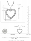 Round White Diamond Heart Shaped Pendant with 18 inch Silver Chain for Women (0.13 ctw, Color I-J, Clarity I2-I3) in 925 Sterling Silver