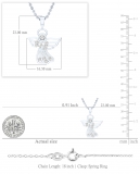 White Diamond Angel Heart Pendant with 18 inch Gold Chain for Women (0.11 ctw, Color I-J, Clarity I2-I3) in 10K White Gold