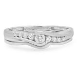 0.25 Carat (ctw) 10k White Gold Round Diamond Ladies Bridal Promise Engagement Wedding Set Ring with Matching Band