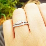 0.25 Carat (ctw) 10k White Gold Princess & Round Diamond Ladies Bridal Promise Wedding Ring Set with Matching Band 1/4 CT