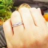 0.25 Carat (ctw) 10k White Gold Princess & Round Diamond Ladies Bridal Promise Wedding Ring Set with Matching Band 1/4 CT