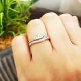 0.25 Carat (ctw) 10k White Gold Princess & Round Diamond Ladies Bridal Promise Wedding Ring Set with Matching Band 1/4 CT