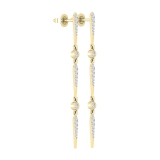 0.40 Carat (ctw) Round White Diamond Linear Long Drop Earrings for Women in 10K Yellow Gold in Push Back