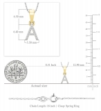 0.03 Carat Round White Diamond Uppercase Alphabet 'A' Initial Pendant with 18 inch Silver Chain for Women in 14K Yellow Gold