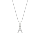 0.03 Carat Round White Diamond Uppercase Alphabet 'A' Initial Pendant with 18 inch Silver Chain for Women in 925 Sterling Silver