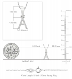 0.03 Carat Round White Diamond Uppercase Alphabet 'A' Initial Pendant with 18 inch Silver Chain for Women in 925 Sterling Silver