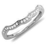 0.13 Carat (ctw) 10K White Gold Round Cut Diamond Ladies Anniversary Wedding Stackable Contour Guard Band