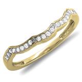 0.13 Carat (ctw) 10K Yellow Gold Round Cut Diamond Ladies Anniversary Wedding Stackable Contour Guard Band