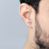 0.05 Carat  Round White Diamond Square Stud Earrings for Men in 925 Sterling Silver in Screw Back