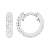 0.17 Carat (ctw) Round White Diamond 3 Row Linear Hinged Post Hoop Earrings for Women in 925 Sterling Silver