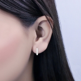 0.17 Carat (ctw) Round White Diamond 3 Row Linear Hinged Post Hoop Earrings for Women in 925 Sterling Silver
