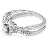 0.50 Carat (ctw) 14k White Gold Round Diamond Ladies Engagement Halo Style Swirl Split Shank Bridal Ring 1/2 CT