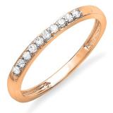 0.15 Carat (ctw) 10k Rose Gold Round Diamond Ladies Anniversary Wedding Matching Band Stackable Ring