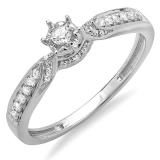 0.20 Carat (ctw) 10k White Gold Round Diamond Ladies Bridal Promise Engagement Ring 1/5 CT