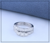1.50 Carat (ctw) 14k White Gold Princess and Round Diamond Ladies Bridal 3 Stone Engagement Ring Matching Wedding Set 1 1/2 CT