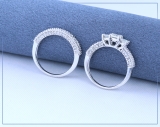 1.75 Carat (ctw) 14k White Gold Princess and Round Diamond Ladies Bridal 3 Stone Engagement Ring Matching Wedding Set 1 3/4 CT