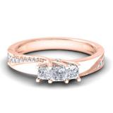0.50 Carat (ctw) 10k Rose Gold Princess and Round Diamond Ladies 3 Stone Swirl Engagement Bridal Ring 1/2 CT