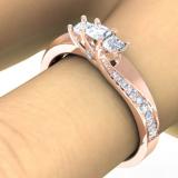 0.50 Carat (ctw) 10k Rose Gold Princess and Round Diamond Ladies 3 Stone Swirl Engagement Bridal Ring 1/2 CT