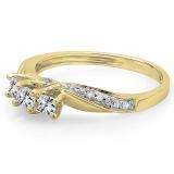 0.50 Carat (ctw) 10k Yellow Gold Princess and Round Diamond Ladies 3 Stone Swirl Engagement Bridal Ring 1/2 CT