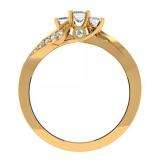 0.50 Carat (ctw) 10k Yellow Gold Princess and Round Diamond Ladies 3 Stone Swirl Engagement Bridal Ring 1/2 CT