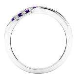 10k White Gold Princess and Round Diamond Ladies 3 Stone Swirl Engagement Bridal BAND