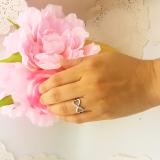0.15 Carat (ctw) 14k White Gold Round Diamond Ladies Promise Two Double Heart Infinity Love Engagement Ring