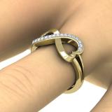 0.15 Carat (ctw) 10K Yellow Gold Round Diamond Ladies Promise Two Double Heart Infinity Love Engagement Ring