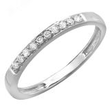 0.15 Carat (ctw) 10K White Gold Round Cut Diamond Ladies Anniversary Wedding Stackable Band