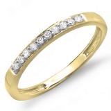 0.15 Carat (ctw) 10K Yellow Gold Round Cut Diamond Ladies Anniversary Wedding Stackable Band