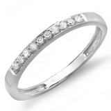 0.15 Carat (ctw) 14K White Gold Round Cut Diamond Ladies Anniversary Wedding Stackable Band