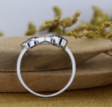 0.15 Carat (ctw) 14k White Gold Round Black and White Diamond Ladies Promise Three Heart Infinity Love Engagement Ring