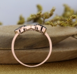 0.15 Carat (ctw) 14k Rose Gold Round Black and White Diamond Ladies Promise Three Heart Infinity Love Engagement Ring