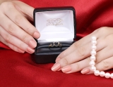 0.15 Carat (ctw) 10K Yellow Gold Round Black and White Diamond Ladies Promise Three Heart Infinity Love Engagement Ring