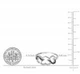 0.15 Carat (ctw) 10k White Gold Round Black and White Diamond Ladies Promise Three Heart Infinity Love Engagement Ring