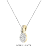 0.19 cttw Round & Baguette White Diamond Cluster Pendant Necklace with 18 inch Silver Chain for Women in 18K Yellow Gold