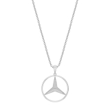 0.34 Cttw Round White Diamond Mercedes Logo Pendant Necklace with 18 inch Gold Chain for Men in 10K Solid White Gold