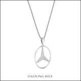 0.34 Cttw Round White Diamond Mercedes Logo Pendant Necklace with 18 inch Gold Chain for Men in 10K Solid White Gold