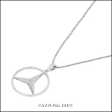 0.34 Cttw Round White Diamond Mercedes Logo Pendant Necklace with 18 inch Gold Chain for Men in 10K Solid White Gold