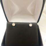 0.15 Carat (ctw) 10k White Gold Round Cut Diamond Bezel Stud Earrings