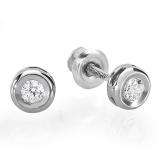0.15 Carat (ctw) 14k White Gold Round Cut Diamond Bezel Stud Earrings