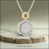 Women's Round White Natural Diamond Flower Vintage Style Pendant Necklace | 0.25 Carats | I1-I2 Clarity, I-J Color | Real 18K Yellow Gold | 18 inch Silver Chain