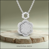 Women's Round White Natural Diamond Flower Vintage Style Pendant Necklace | 0.25 Carats | I2-I3 Clarity, I-J Color | Real 10K White Gold | 18 inch Gold Chain