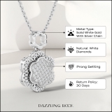 Women's Round White Natural Diamond Flower Vintage Style Pendant Necklace | 0.25 Carats | I2-I3 Clarity, I-J Color | Real 10K White Gold | 18 inch Gold Chain