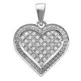 0.75 Carat (ctw) 10K White Gold Round Diamond Ladies Heart Pendant 3/4 CT
