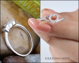 0.10 Carat (ctw) Sterling Silver Round White Diamond Ladies Promise Double Heart Love Engagement Ring